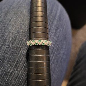 Created Emerald and White Topaz Ring